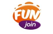 fun joy logo orange and purple