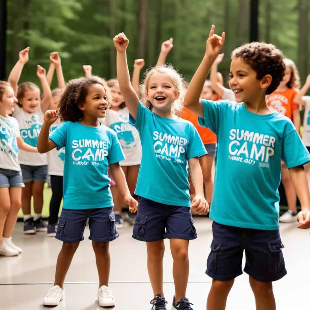 openart-image_l4ivpoZA_1712475345153_raw a group of children campers wearing identical shirts dancing on the stage while other campers are watching
at summer camp.